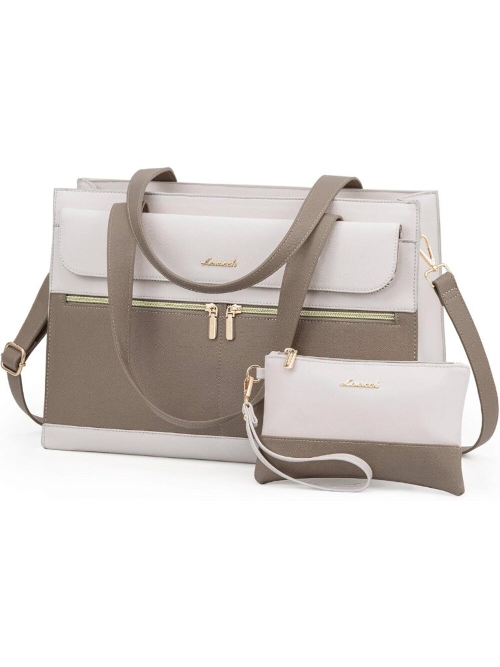 Stylish 15.6" Laptop Tote Bag for Women - Waterproof Leather Briefcase, Large